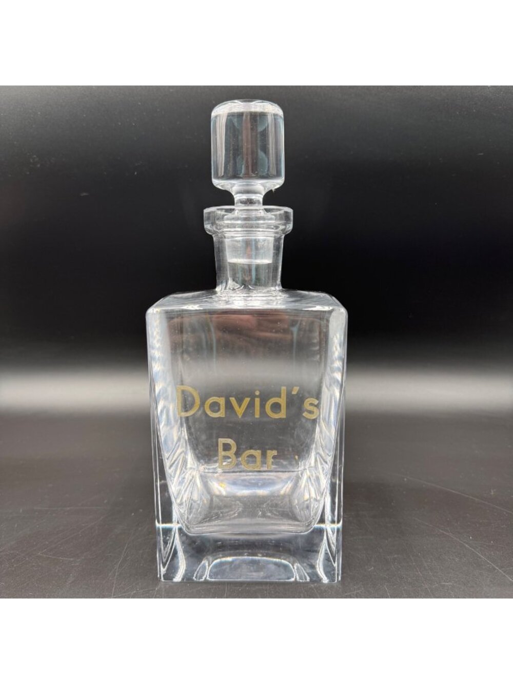 Hand-Blown Glass Decanter With Stopper "Davids Bar" Engraving Made In Turkey